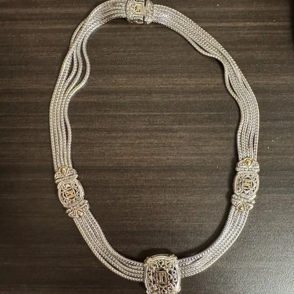 John Medeiros five strand two tone Necklace 16” and matching earrings - Picture 7 of 7